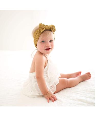 Handmade Baby Headbands - Pack of 10 Stretchy Nylon Headbands with Bows for Newborn to Toddler Girls - Buy Online on GoSupps.com