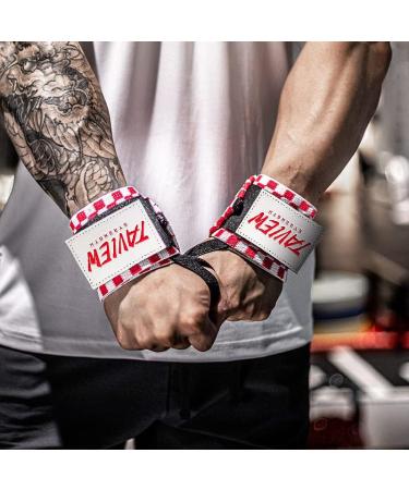 TAVIEW Wrist Wraps - Heavy Duty Thumb Loop for Weightlifting, Powerlifting & Cross Training - 18 Red & White - Men and Women's Gym Workout Accessories - Buy Online on GoSupps.com