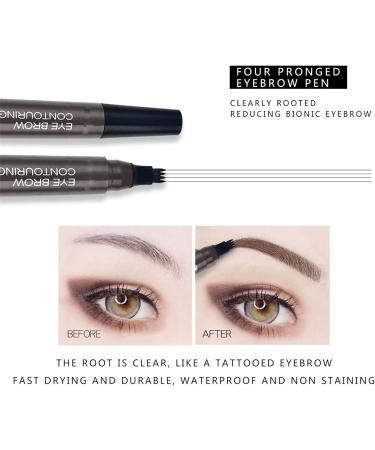 Palashop 4 Tipped Precise Brow Pen Lumierez 4 Tipped Precise Brow Pen 4 Point Eyebrow Pencil 4 Tipped Precise Brow Pen Waterproof Smudge-Proof Creates Natural Looking (Dark Brown+Grey Brown) - Buy Online on GoSupps.com