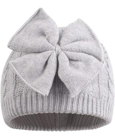 XIAOHAWANG Baby Girl Winter Hat - Cute Bow Knitted Beanie for Infant Girls 0-6 Months (Gray) - Buy Online on GoSupps.com