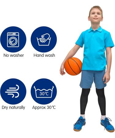 Tiesome 2 Pair Children's Long Compression Leg Sleeves - UV Protection Slipproof Support for Football & Basketball - Comfortable Athletic Gear in Black - Buy Online on GoSupps.com