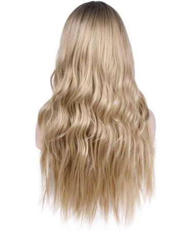 ColorfulPanda Ombre Blonde Wig with Dark Roots | Long Wavy Curly Synthetic Wig for Women - Ideal for Cosplay, Parties & Daily Wear - Buy Online on GoSupps.com