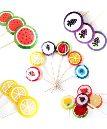 Fruit Sliced Lollipop Candies 25g - Random Mixed Fruit shaped Sweet lollipop candies (15 x Mixed lollies)