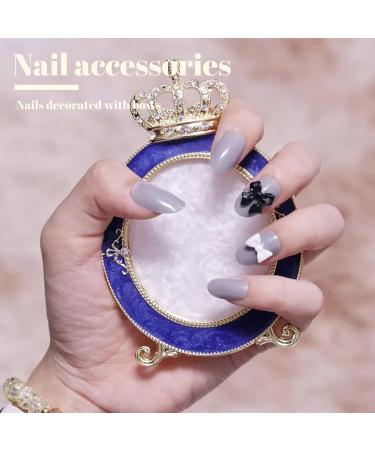 Nail Art Charms 3D Nail Jewels Black White Bow Shape Pearl Nail Art Decoration Nail Accessories for Women Girls (Black&White Bow) - Buy Online on GoSupps.com