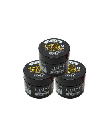 EBIN NEW YORK 24 Hour Colored Edge Tamer 3pack 0.5 Oz Jet Black No Flaking No Residue Covers Gray & Roots - Buy Online on GoSupps.com