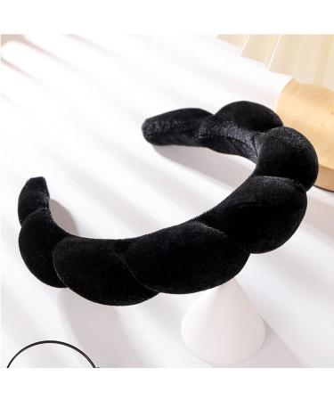 TNZLTDW Black Headband for Women with 4 Powder Puffs - Spa Headband for Skincare and Makeup | Non-Slip Skin Care Tool - Buy Online on GoSupps.com