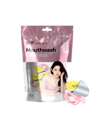 JIAOYUE WOSAI Probiotic Mouthwash Fresh Breath Disposable Mouthwash Alcohol-Free Various Flavors 20 Capsules (White Peach Flavor)