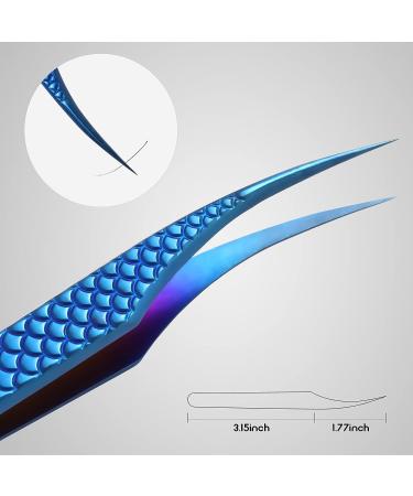 FEITA Diamond Grip Eyelash Extensions Tweezer 2Pcs - Japanese Steel Dolphin-shaped Precision Tweezers for False Lashes Application - Blue - Buy Online on GoSupps.com