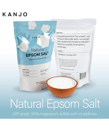 Kanjo Natural Epsom Salt - 100% Pure Magnesium Sulfate Bath Salt for Muscle, Foot, and Joint Pain Relief - 16oz Bag - Buy Online on GoSupps.com