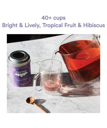 JusTea PURPLE RAIN | Loose Leaf Purple Tea | Tin with Hand Carved Tea Spoon | 40+ Cups (2.8oz) | Very Low Caffeine | Award-Winning | Fair Trade | Non-GMO Loose Leaf Tea Tin - Buy Online on GoSupps.com