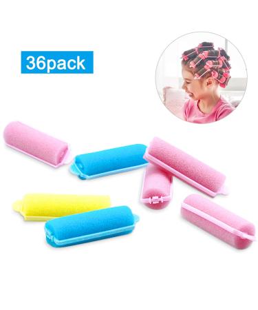 36 Pieces Foam Sponge Curly Curlers Soft Hair Roll DIY Styling Tool for Women & Children (Pink Yellow Blue) 2cm - Buy Online on GoSupps.com