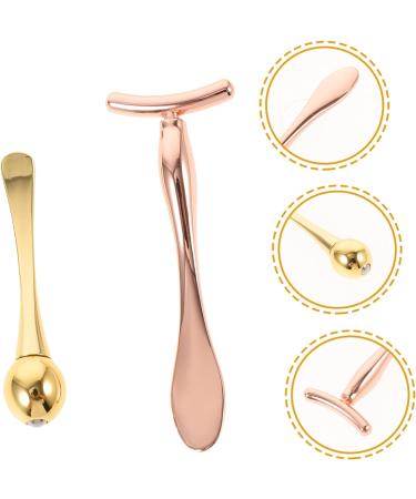 DOITOOL Facial Skin Roller 1 Set Both ends care Eye Wand rose gold skin care tools Double-end Facial Mask Spoon eye creams cosmetic eyes roller head digging spoon set Zinc alloy - Buy Online on GoSupps.com
