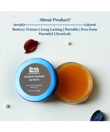 Blue Nectar Shubhr Orange Lip Balm & Gloss | Ayurvedic Lip Care with Ghee & Vitamin C | Paraben & Sulphate Free | 100% Natural (0.5 oz 10 Herbs - Buy Online on GoSupps.com