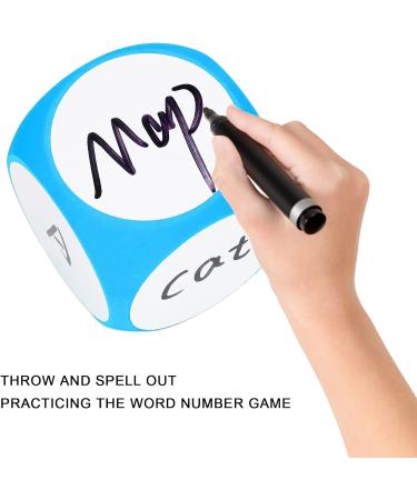 Fockety Write on Wipe Off Dice - 3.9in Blank EVA Dry Erase Cubes in Blue | Portable Teaching Aids for Writing Letters Numbers & Shapes | Vibrant & Cleanable - Buy Online on GoSupps.com