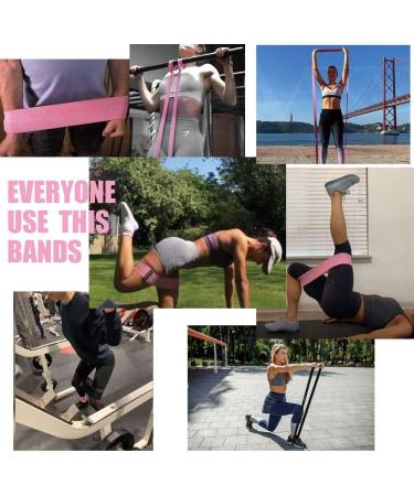 GAIYAH FITNESS Long Fabric Resistance Bands Set for Women - Pink/Black-2 - Buy Online on GoSupps.com