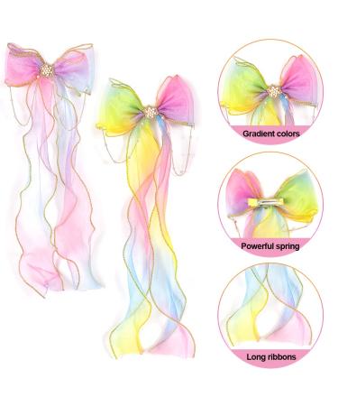 4 Pcs Large Ribbon Colored Hair Bows with Clips - Colorful Glitter Braided Bowknot for Women Girls - Ideal for Wedding, Birthday Party (4 Colors) - Buy Online on GoSupps.com