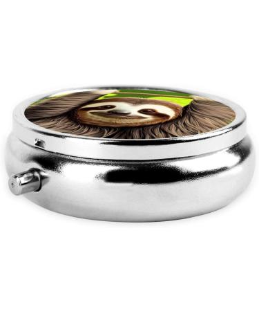 Cute Sloth Round Pill Box - 3 Compartment Portable Travel Organizer - Black | International Shipping - Buy Online on GoSupps.com