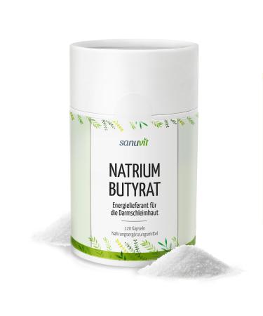 Sanuvit sodium butyrat 500 mg per capsule |120 capsules |Source for butyric acid |Darmflora |High bioavailability and tolerance |Vegan |Quality from Austria