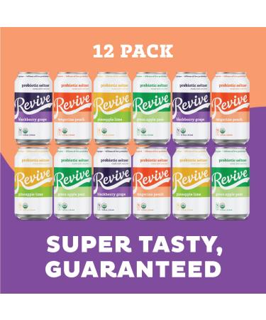 Revive Organic Sparkling Probiotic Seltzer New 12-Pack Mixer | Billions of Live Probiotics Low-Calorie 5g Organic Cane Sugar Vegan & Gluten Free | Supports Gut Health and Immune System New Mixer Pack - Buy Online on GoSupps.com