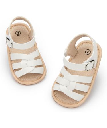 Sonsage Infant Baby Sandals - Newborn Bowknot Crib Sandal for Boys and Girls | Soft Rubber Sole First Walker Shoes - White, 12-18 Months - Buy Online on GoSupps.com