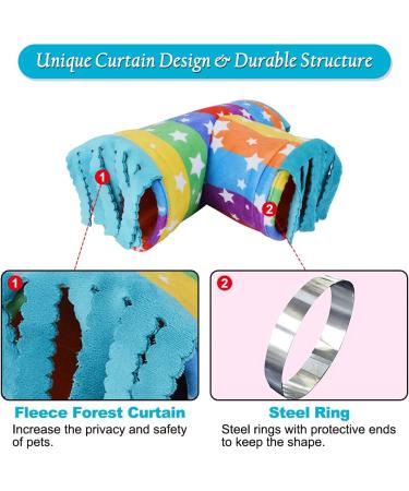 HOMEYA Pet Small Animal Tunnel with Fleece Forest Curtain - Hideout Play Tube for Guinea Pigs, Chinchillas, Hedgehogs, Rats, Sugar Glider - Rainbow, S-10.8 X 4.7 - Buy Online on GoSupps.com