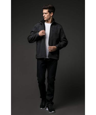TSLA Men's Full-Zip Softshell Winter Jacket | Waterproof Fleece Lined | Dark Grey Medium - Buy Online on GoSupps.com