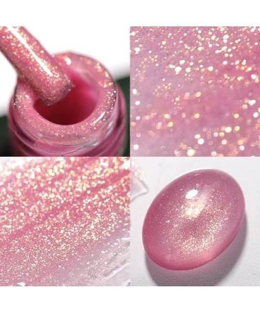 15ml Reflective Glitter Rubber Base Gel Nail Polish Glass Bottle Sparkling Sequins Soak Off UV LED Gel Varnish for Manicure - (Color: 9)