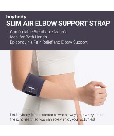 Heybody Slim Air Elbow Support Strap - Gray Medium | Elbow Brace Band for Ultimate Support - Buy Online on GoSupps.com