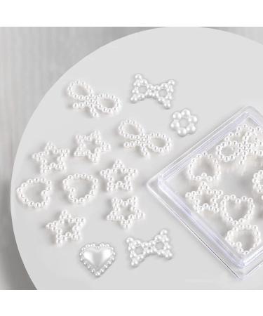 600 Pcs White Pearls 3D Nail Charms - Multi Shapes Heart Bowknot Star - Acrylic Beads for DIY Manicure & Jewelry - Buy Online on GoSupps.com