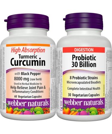 Webber Naturals Turmeric Curcumin + Probiotic 30 Billion Bundle