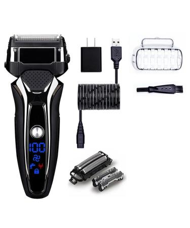 Wet Dry Rechargeable Electric Shaver for Men Facial Beard Electric Razor Stubble 3-Blade System Shaving Machine(Stand Alone Blade)