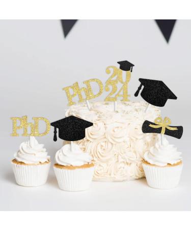 PHD Graduation Decorations 2024 36 Pcs PHD Cupcake Toppers Black and Gold Graduation Party Decorations Congrats Grad Decorations for Class of 2024 PHD Doctor Degree Graduation Supplies - Buy Online on GoSupps.com