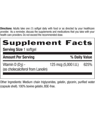 Country Life Vitamin D3 5000 IU Supports Healthy Bones Teeth and Immune System Daily Supplement 60 ct 60 Count (Pack of 1) - Buy Online on GoSupps.com