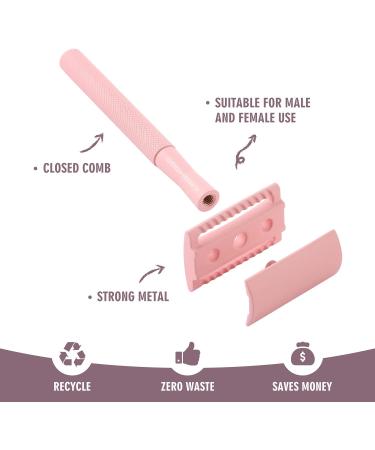 Double Blade Razor for Men & Women | Metal Single Blade Razor with 10 Pink Blades - Smooth Shaving Experience - Buy Online on GoSupps.com
