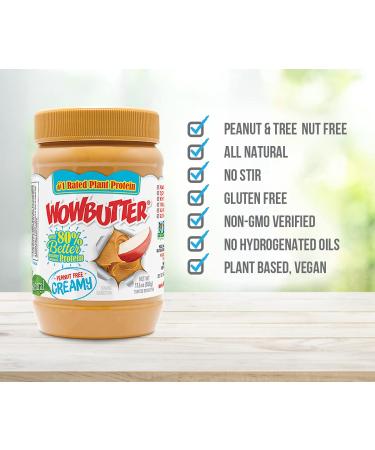 WOWBUTTER Creamy Plant Protein Spread, Peanut and Tree Nut Free, Non-GMO Soy, 1.1 Pound (Pack of 6) - Buy Online on GoSupps.com