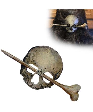 Handmade Punk Skull Hair Needle & Clip - Dead Head Halloween Hairpin with Artificial Bone - Buy Online on GoSupps.com