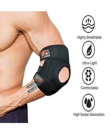 Elbow Support Brace for Tendonitis | Adjustable Two-Spring Stabiliser & Breathable Strap for Sports Injuries | Ideal for Golfers & Tennis Elbow - Buy Online on GoSupps.com