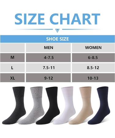 Forcool Non-Binding Cushion Crew Cotton Diabetic Socks for Men and Women - 3/6 Pairs, Black, X-Large - Buy Online on GoSupps.com