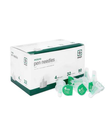 SIMPLI Insulin Pen Needles for at-Home Insulin Injections, Compatible with Most Diabetes Pens and Injection Devices, Size: Micro 4mm (5/32”) x 32G, 90 Count - Buy Online on GoSupps.com