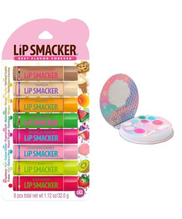 Lip Smacker Original & Best Holiday Flavored Lip Balm Party Pack Oatmeal Cookie & Sparkle & Shine Eyeshadow Makeup Palette Mermaid Palette Shimmer