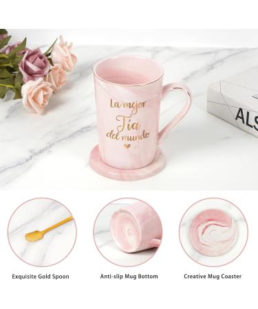 Maustic Best Aunt Gifts La Mejor Tia Del Mundo Coffee Mug Tia Gifts from Niece Nephew in Spanish Aunt Coffee Mug Aunt Christmas Mothers Day Birthday Gifts Regalo Para Tia 14 Oz with Gift Box Pink - Buy Online on GoSupps.com