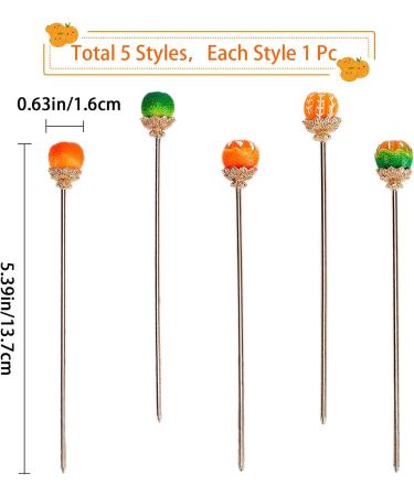 GORGECRAFT 5 Styles Orange Hair Sticks Metal Long Hair Pin Chinese Chopsticks Vintage Styling Chignon Hair Clips Disk Fork for Women Girls Bride Fashion Hanfu Handmade Hairpins Updo Accessories - Buy Online on GoSupps.com