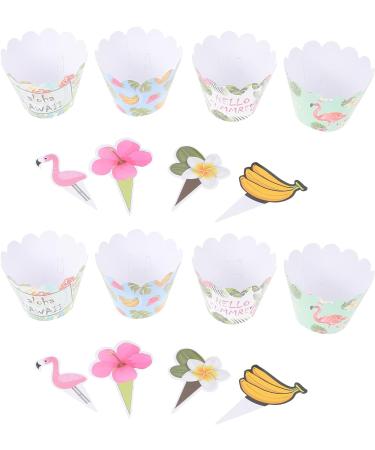 jojofuny 3 Sets Cake Surrounding Cards Hawaiian Cupcake Paper Beach Wrapping Paper Tropical Cupcake Hawaiian Party Nativity Decor Flamingo Happy Birthday Cake Cupcake Cups Christmas Plug-in Assorted Colorx3pcs 8X5.2CMx3pcs - Buy Online on GoSupps.com