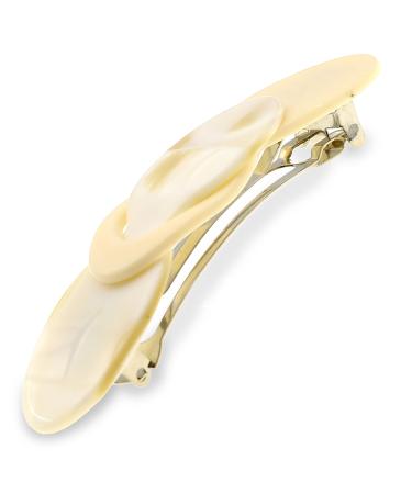 Camila Paris CP2337 French Hair Barrettes Clips for Girls Handmade Interlock Cream and Pearl  Strong Hold Grip Hair Clips for Women  No Slip and Durable Styling Girls Hair Accessories  Made in France 3.75 Ivory