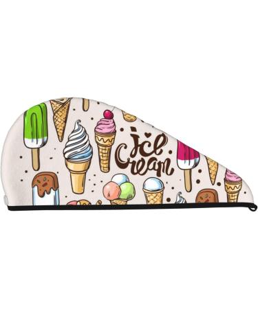 Shop Ice Cream Microfiber Hair Towel Wrap - Ultra Soft Absorbent Coral Velvet Quick Dry Cap for Long Curly & Thick Hair - Buy Online on GoSupps.com