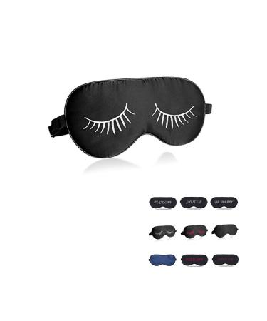 Funny Eye Mask for Sleeping & blindfold eye mask for sleeping Black With Eyelashes 100% Silk Sleep Mask for A Full Night's Sleep Eyelashes sleep mask for women girl (white)