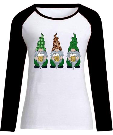 St. Patrick's Day Shamrock Print Women's Graphic Tee - Casual Long Sleeve T-Shirt - Buy Online on GoSupps.com
