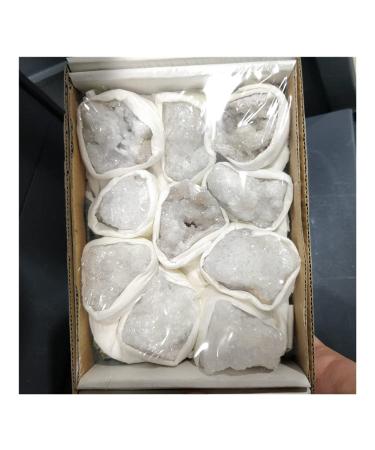 Crystal Rough Stone Natural White Agate Crystal Cluster Aura Geode Bulk Combination Boxes Set Reiki Decoration Rough Stones Ornament Gift Balance Gemstone Decoration