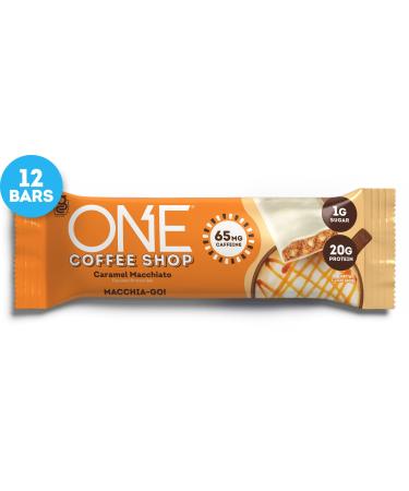 ONE Coffee Shop Caffeinated Protein Bars Caramel Macchiato Gluten Free with 20g Protein and 65mg of Caffeine Energy Pantry Staples 2.12 oz (12 Count) Packaging May Vary - Buy Online on GoSupps.com