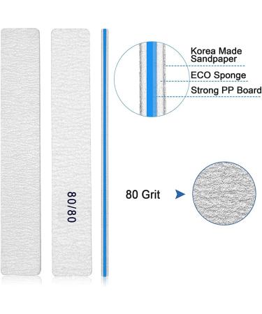 12pcs 80/80 Grit Jumbo Nail Files for Acrylic Nails - Professional Square Emery Boards for Manicure & Nail Techs - Buy Online on GoSupps.com